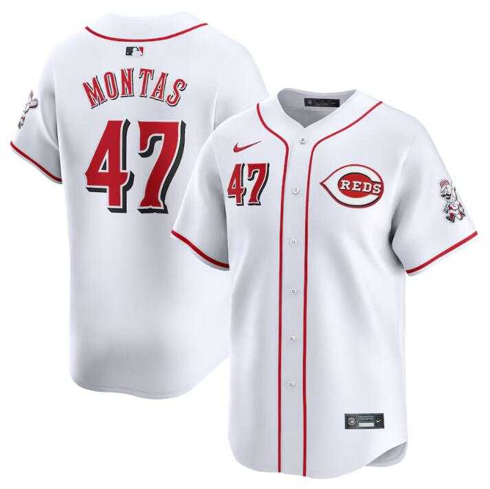 Mens Cincinnati Reds #47 Frankie Montas White Home Limited Stitched Baseball Jersey Dzhi